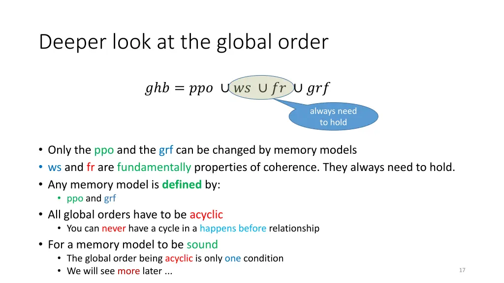 deeper look at the global order