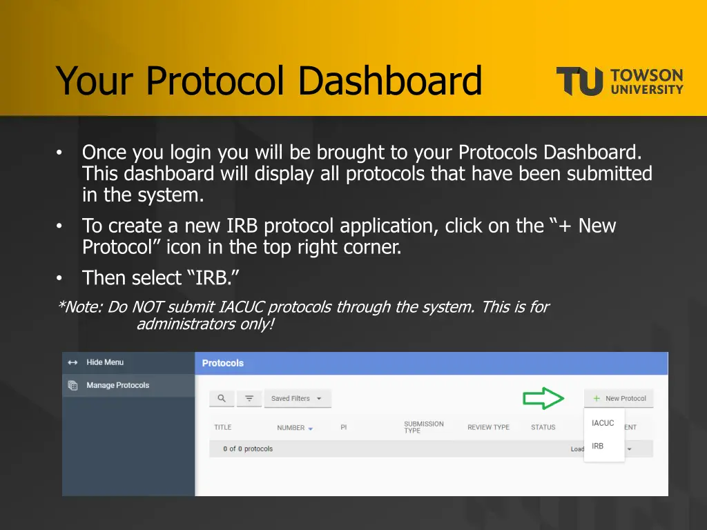 your protocol dashboard