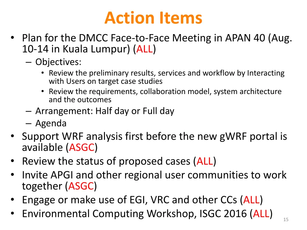 action items