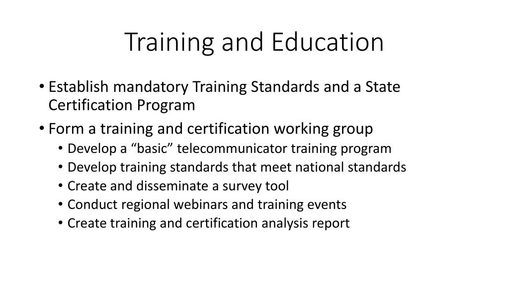 training and education