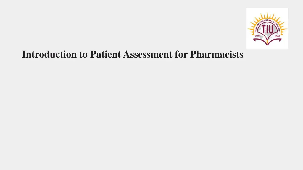 introduction to patient assessment for pharmacists