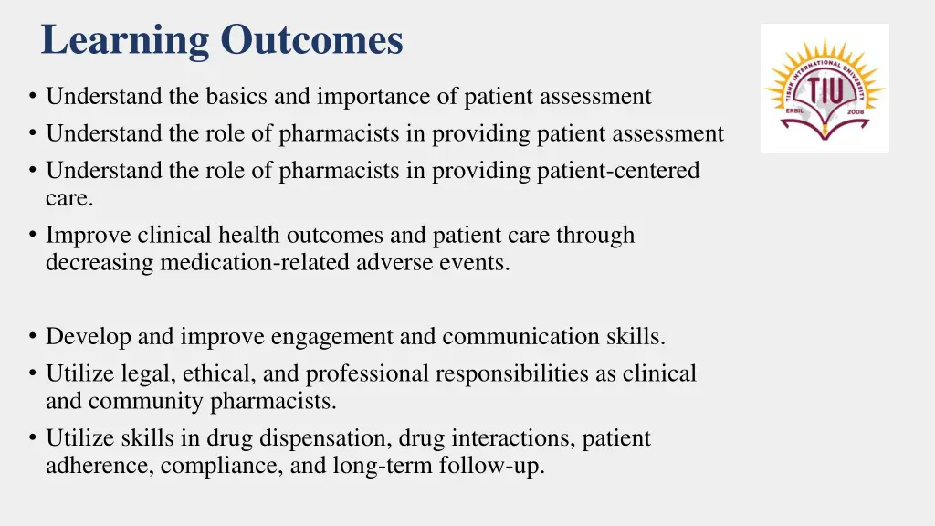 learning outcomes