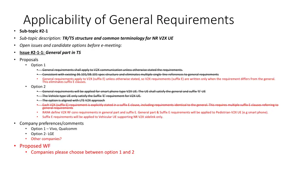 applicability of general requirements sub topic