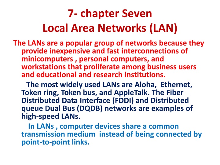7 chapter seven local area networks lan