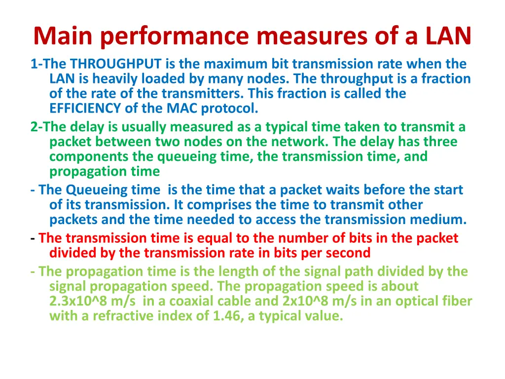 main performance measures