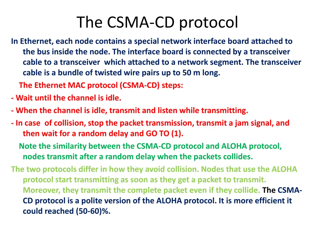 the csma cd protocol