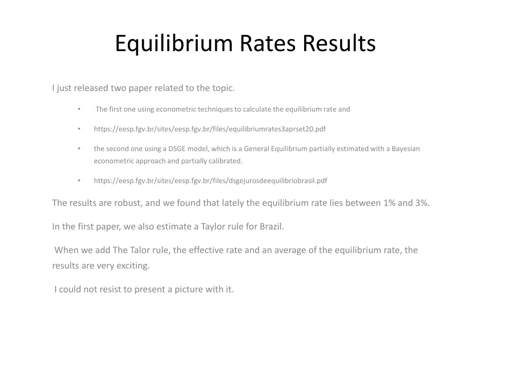 equilibrium rates results