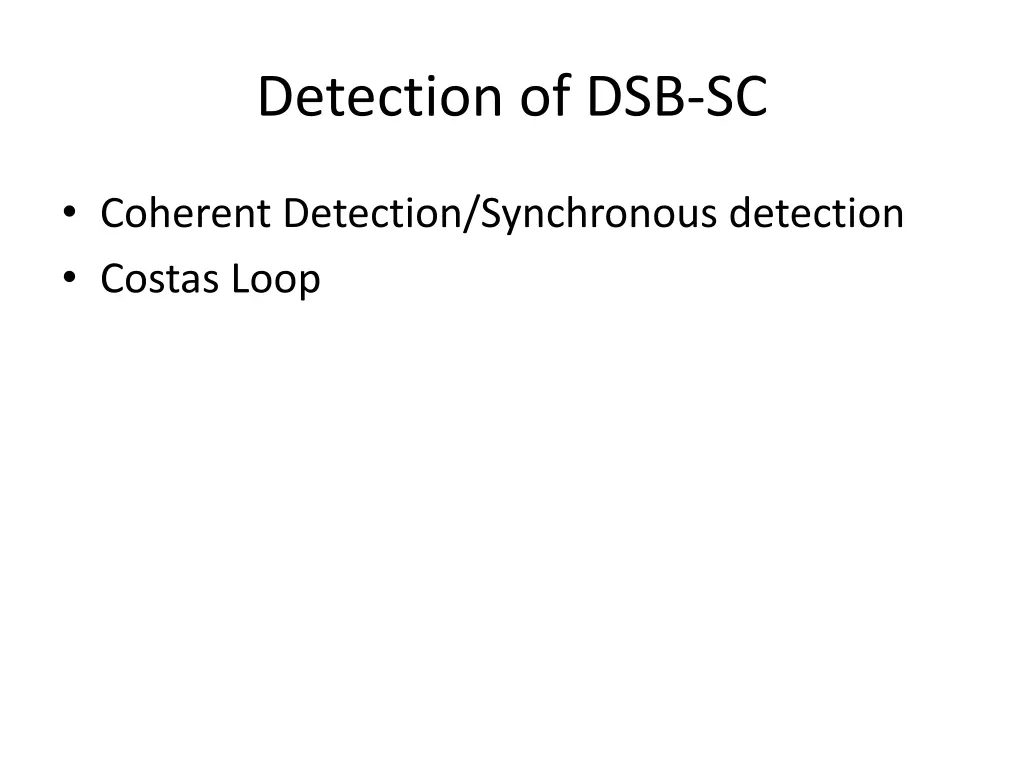 detection of dsb sc