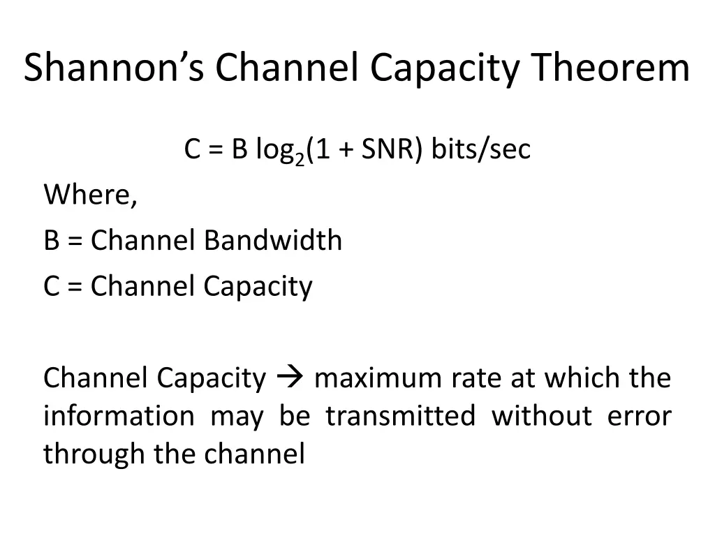 shannon s channel capacity theorem
