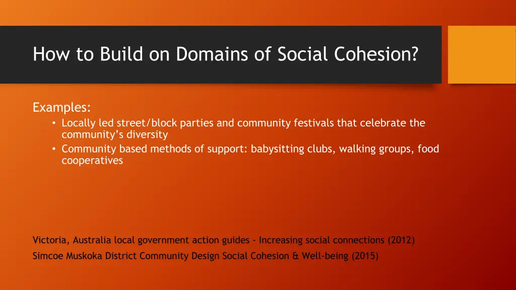 how to build on domains of social cohesion 1
