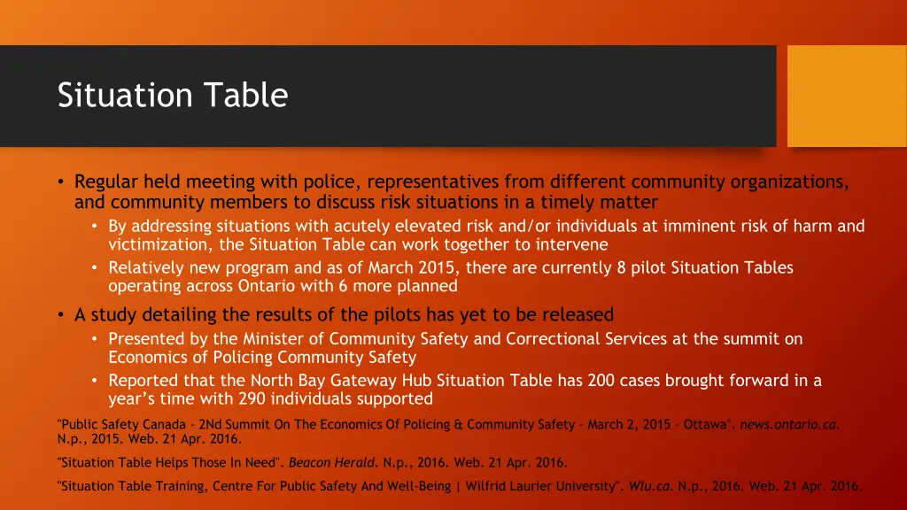situation table 1