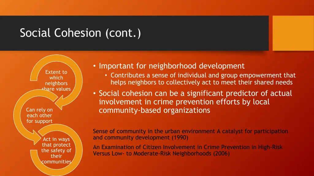 social cohesion cont