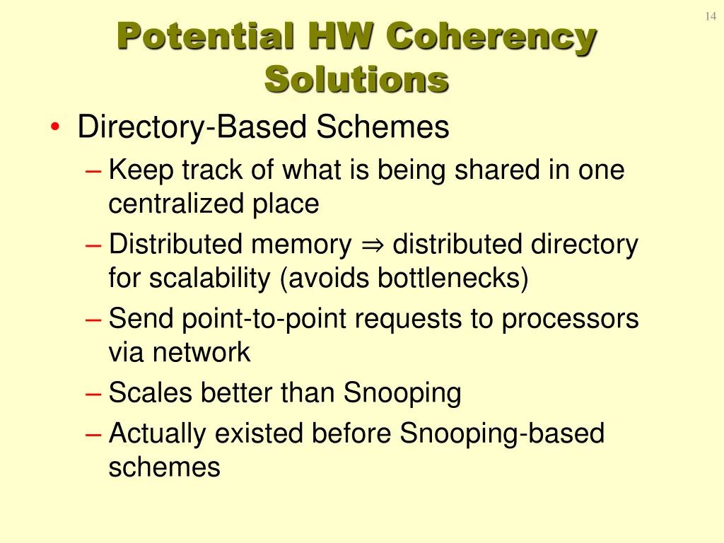 potential hw coherency solutions directory based