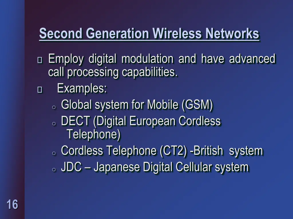 second generation wireless networks