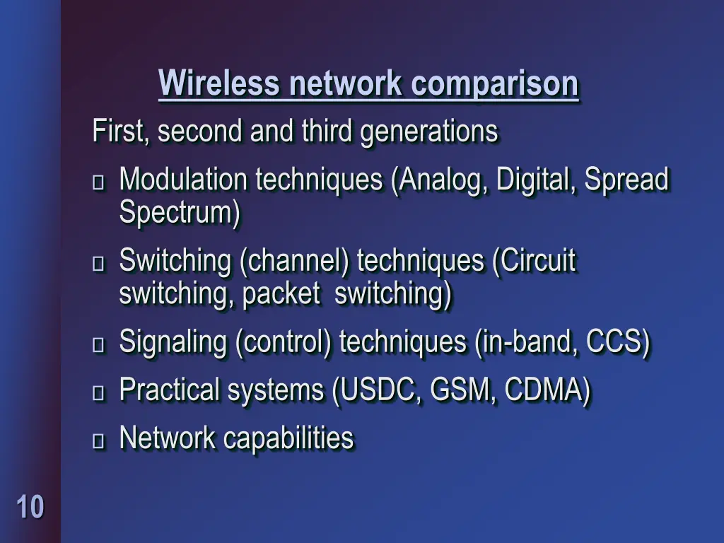 wireless network comparison first second