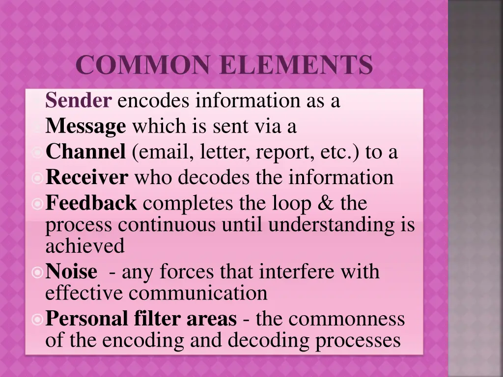 common elements sender encodes information