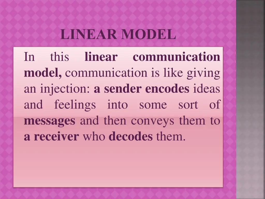 linear model this linear model communication