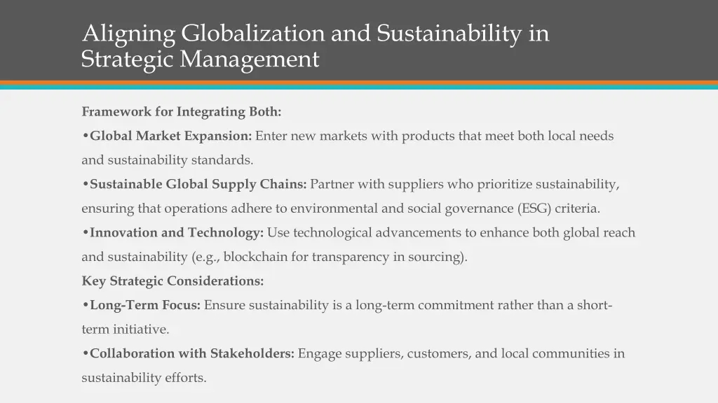aligning globalization and sustainability