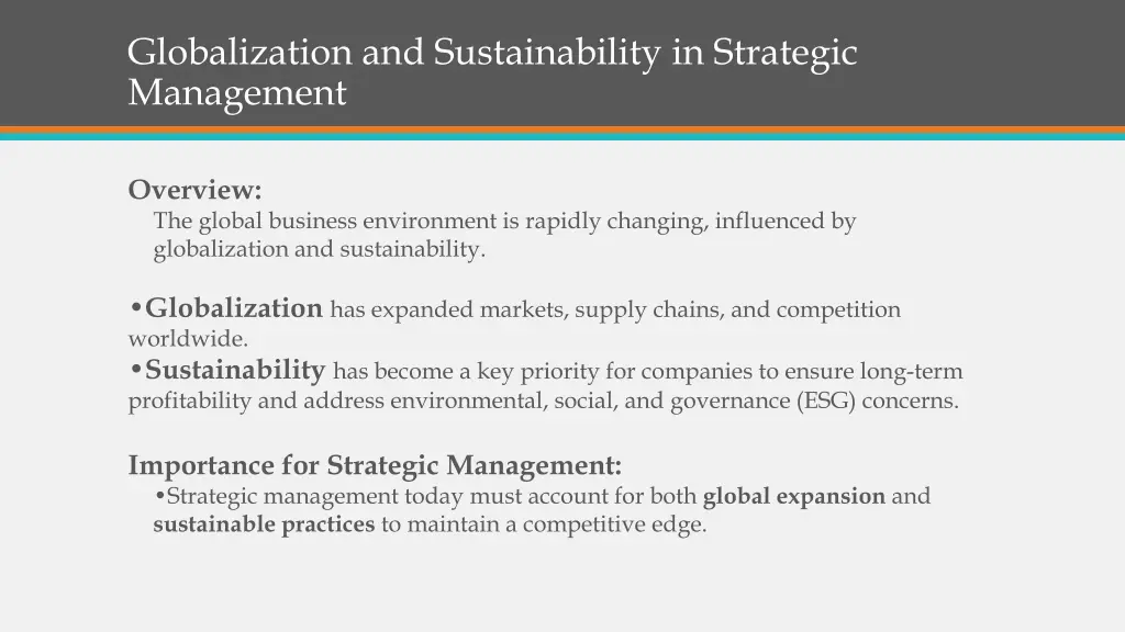 globalization and sustainability in strategic