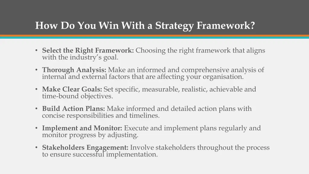 how do you win with a strategy framework