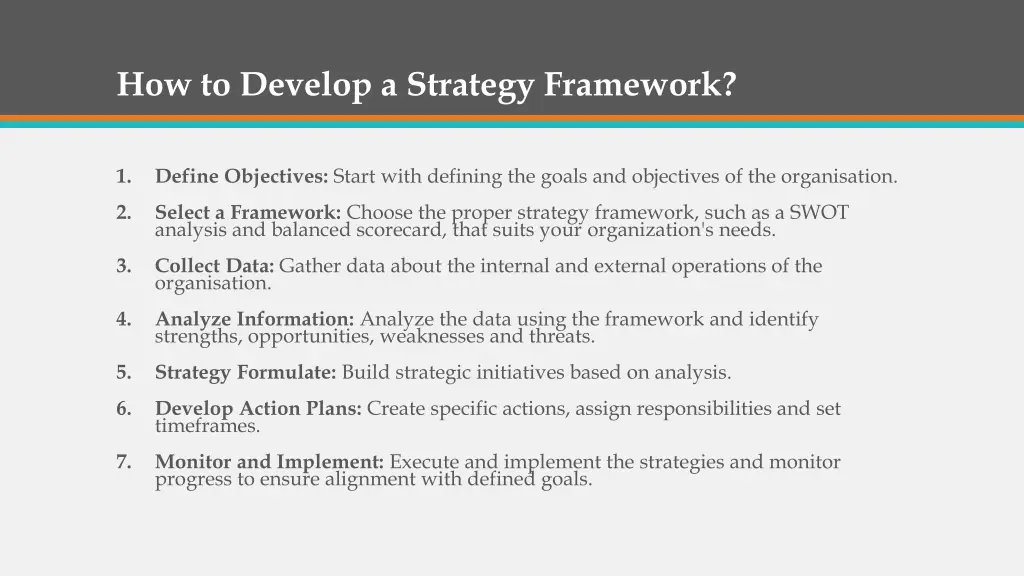 how to develop a strategy framework