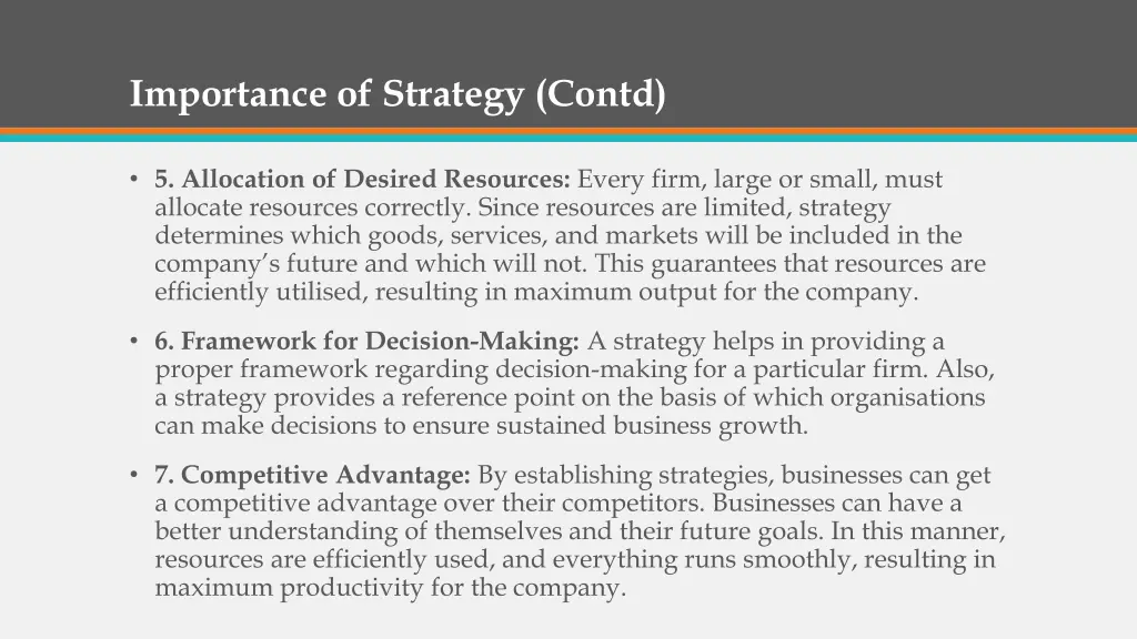importance of strategy contd