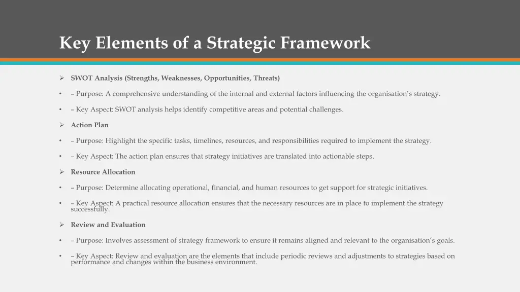 key elements of a strategic framework 2