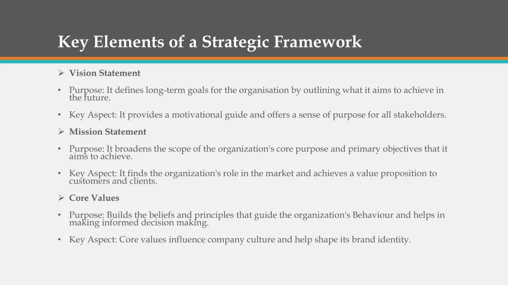 key elements of a strategic framework