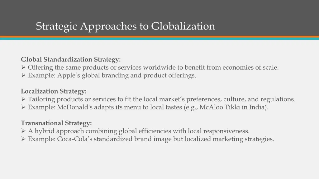 strategic approaches to globalization