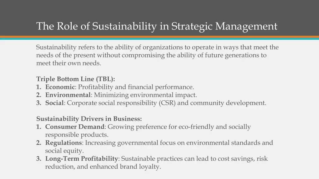 the role of sustainability in strategic management