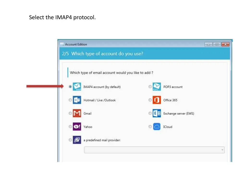 select the imap4 protocol