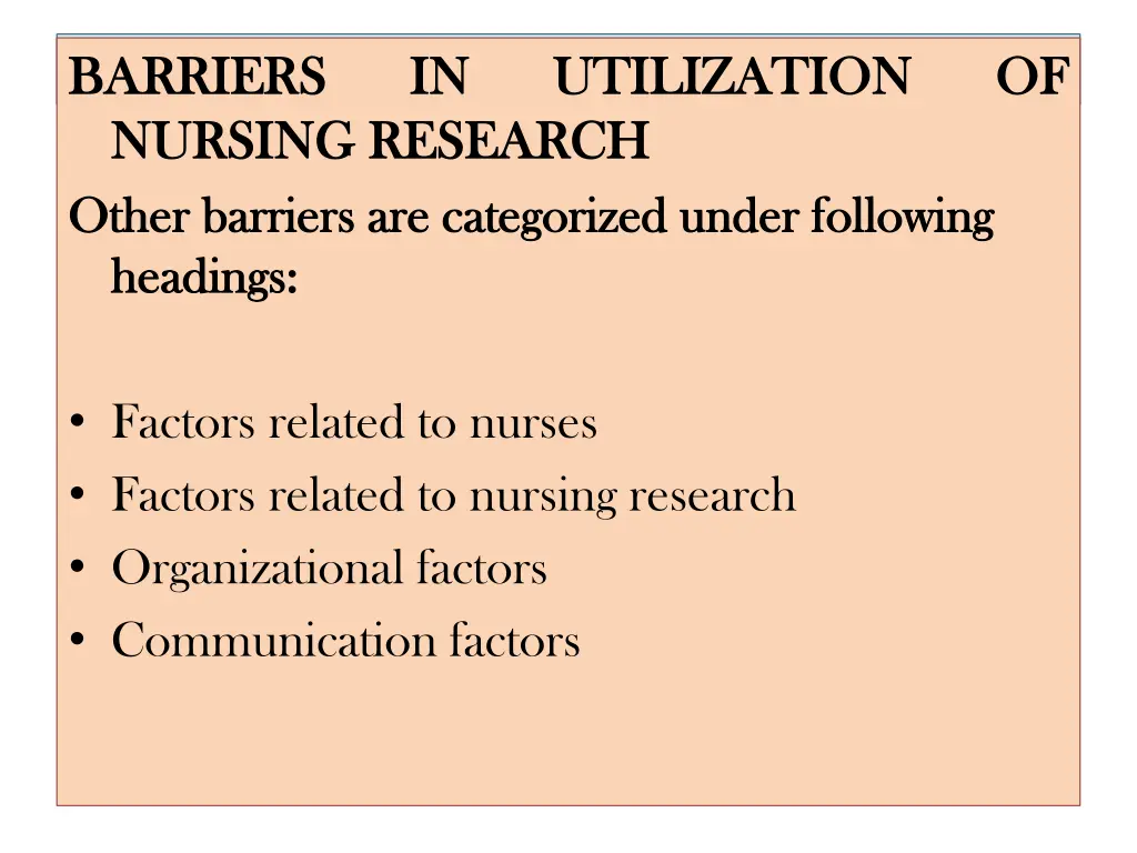 barriers barriers nursing nursing research other