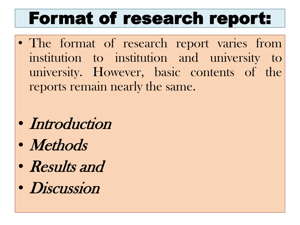 format of research report format of research