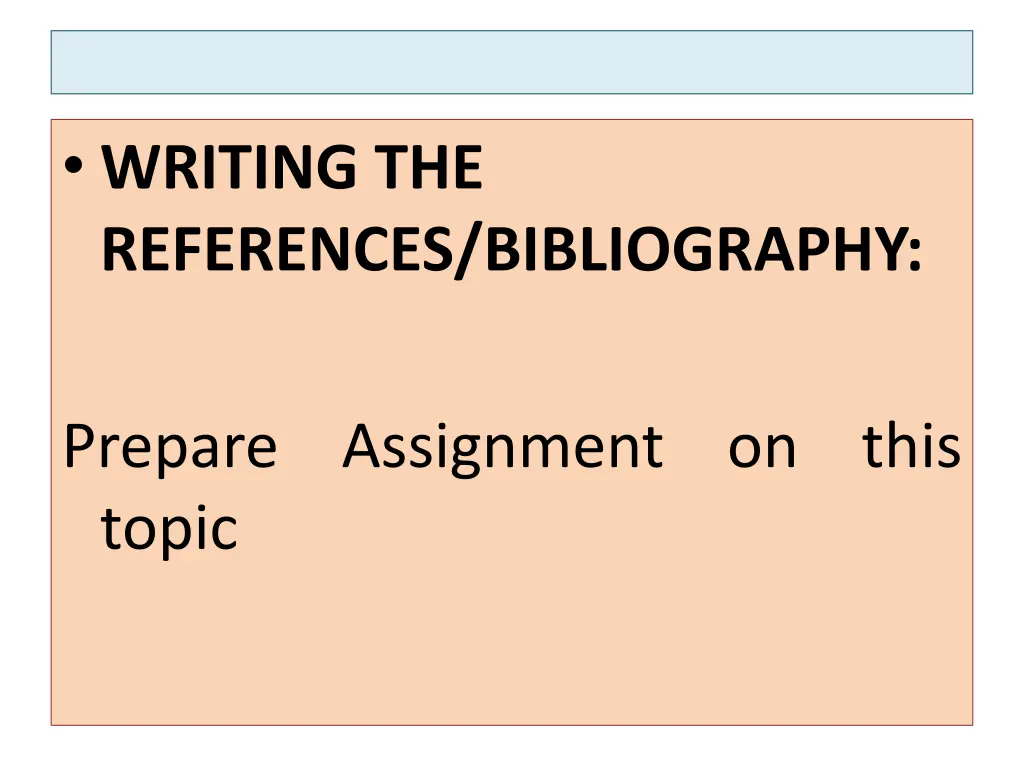 writing the references bibliography