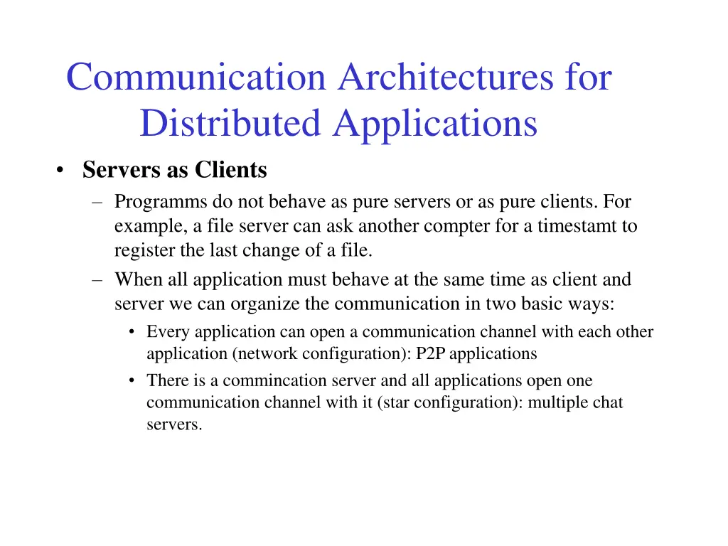 communication architectures for distributed