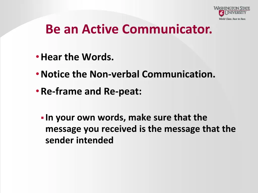 be an active communicator