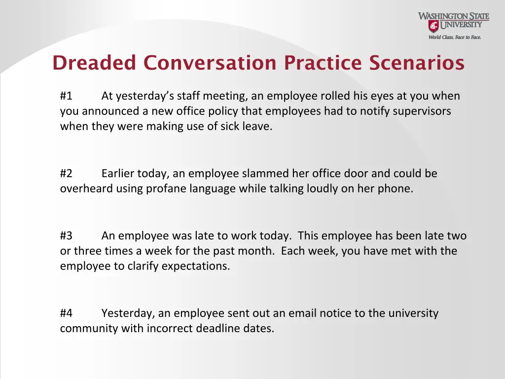 dreaded conversation practice scenarios