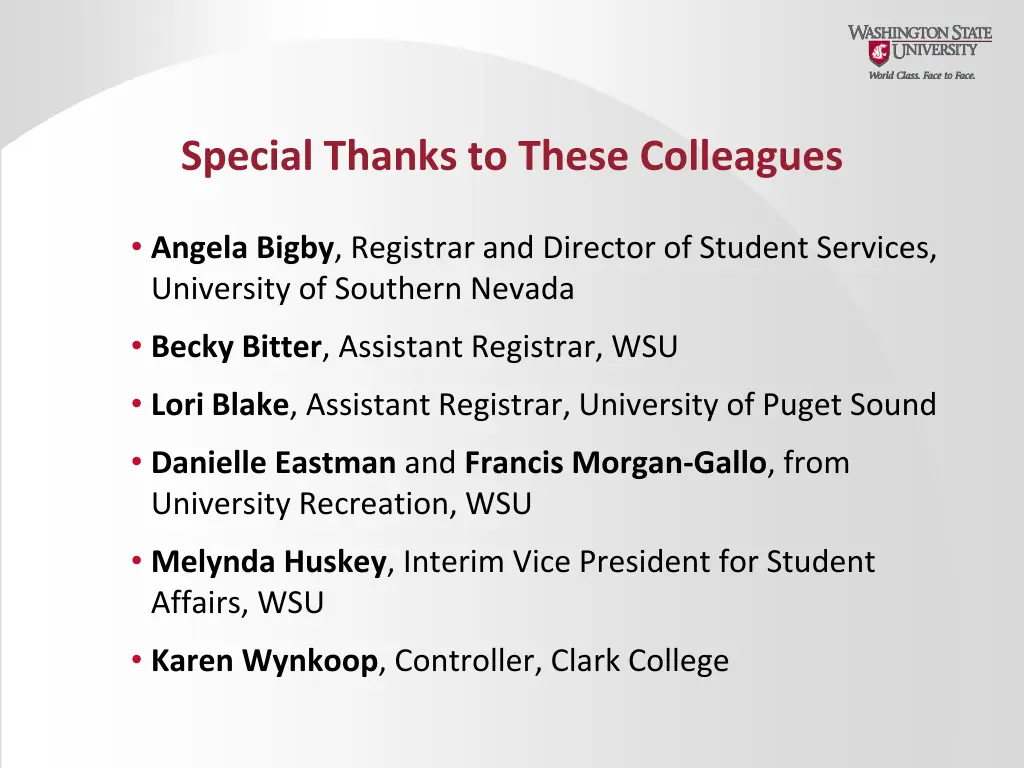 special thanks to these colleagues