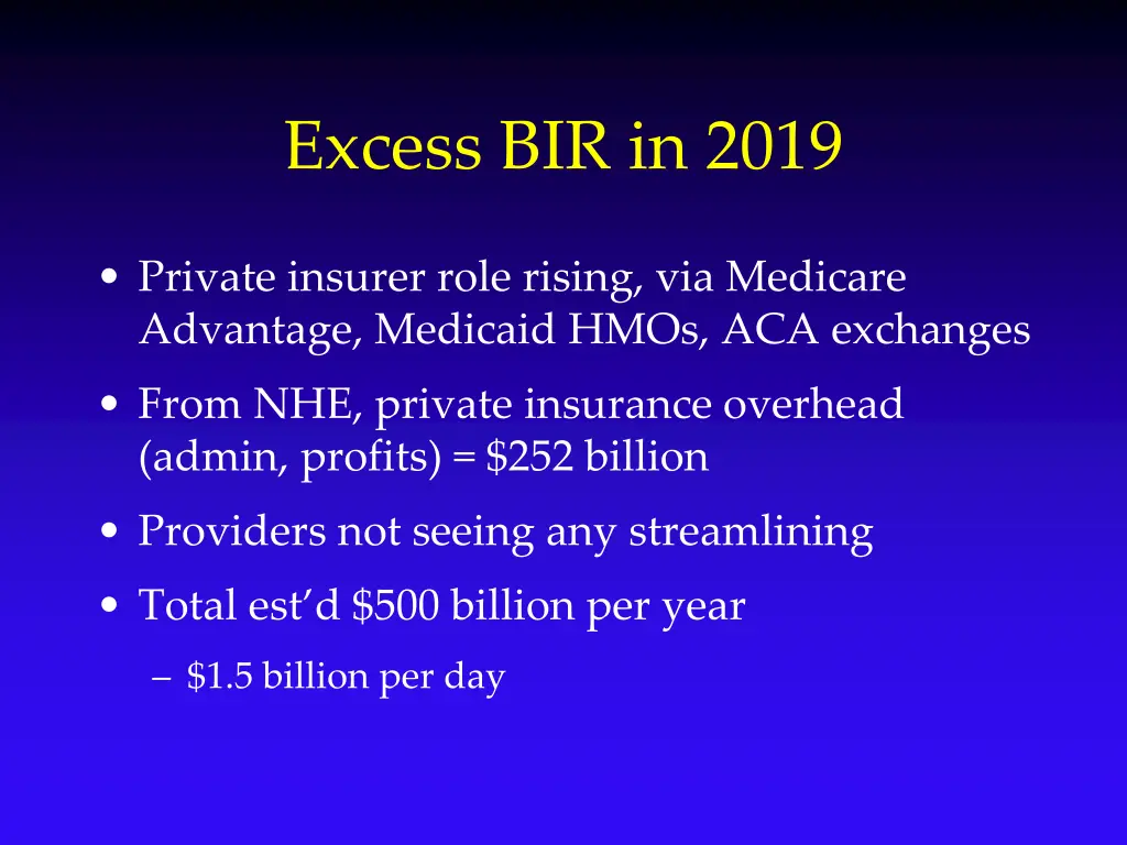 excess bir in 2019