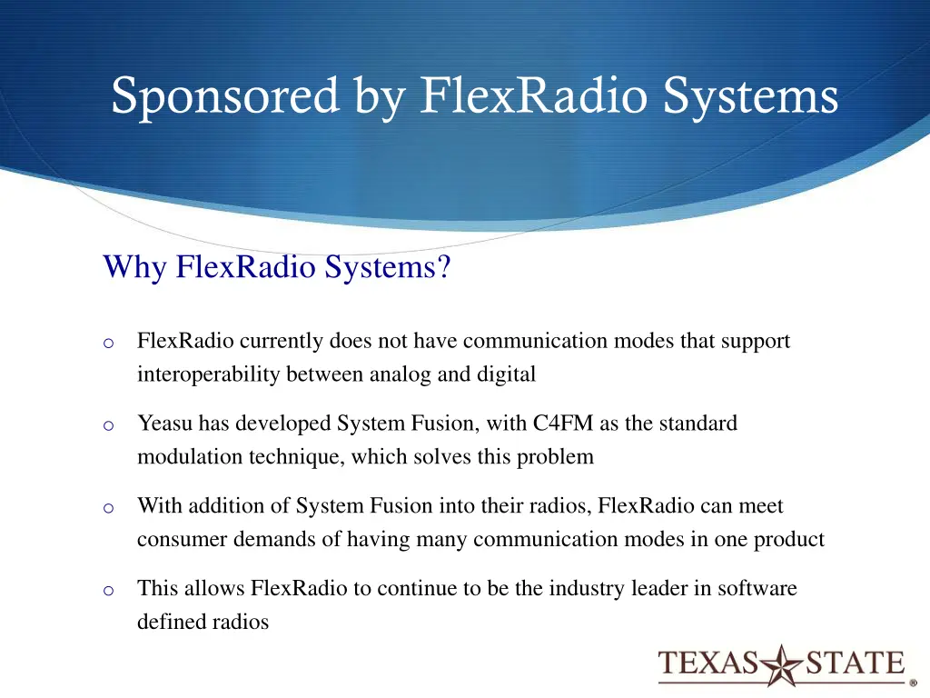 sponsored by flexradio systems