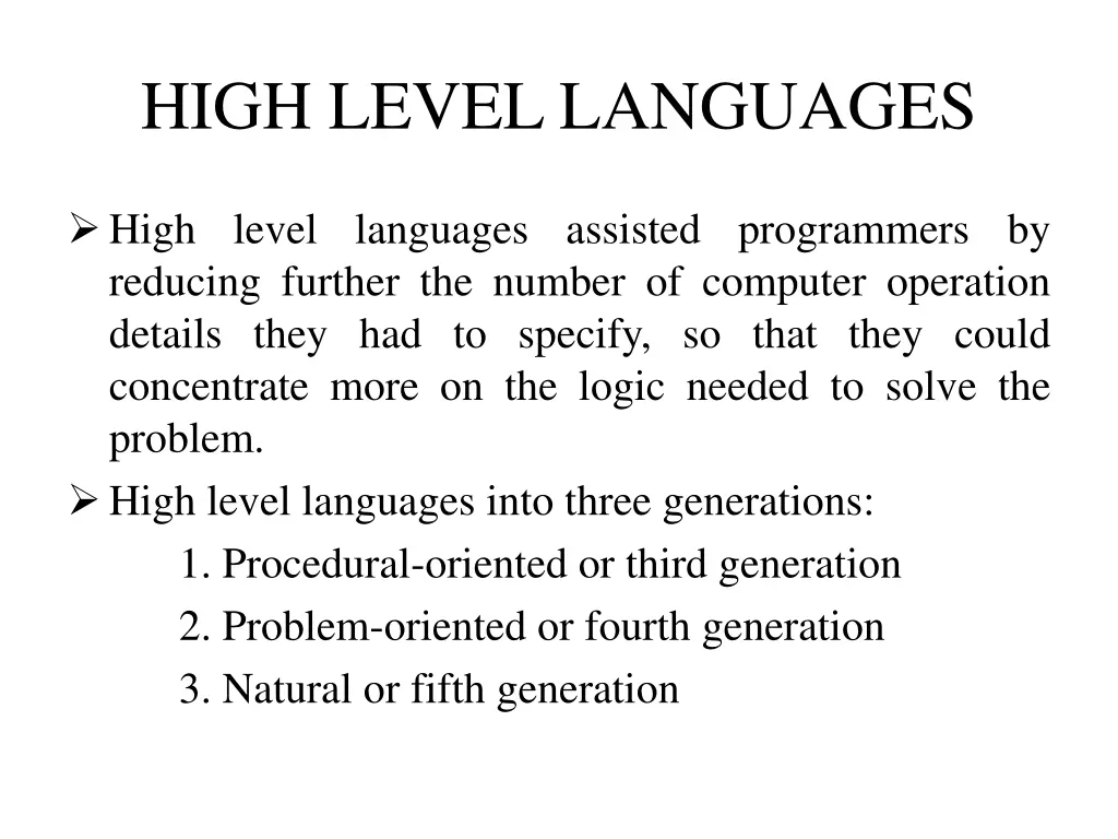high level languages