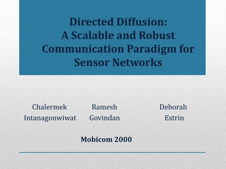 directed diffusion a scalable and robust