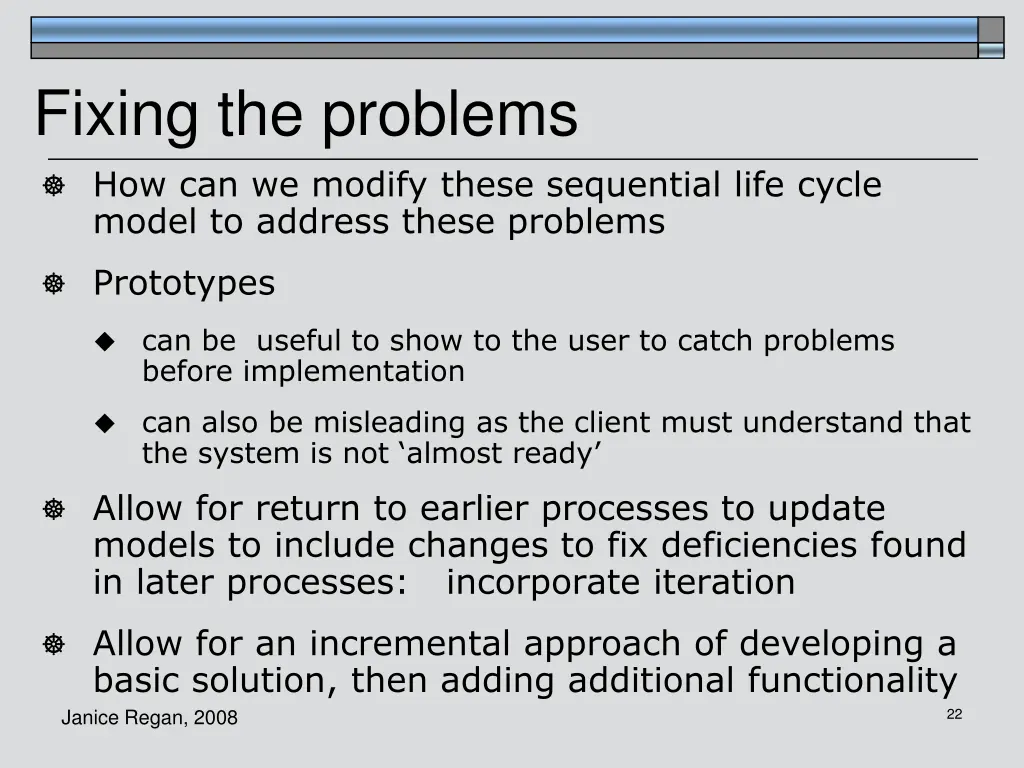 fixing the problems