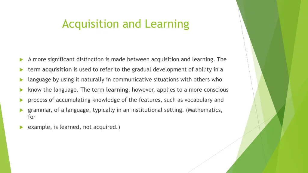 acquisition and learning