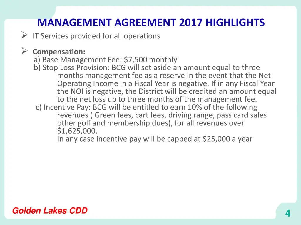 management agreement 2017 highlights it services
