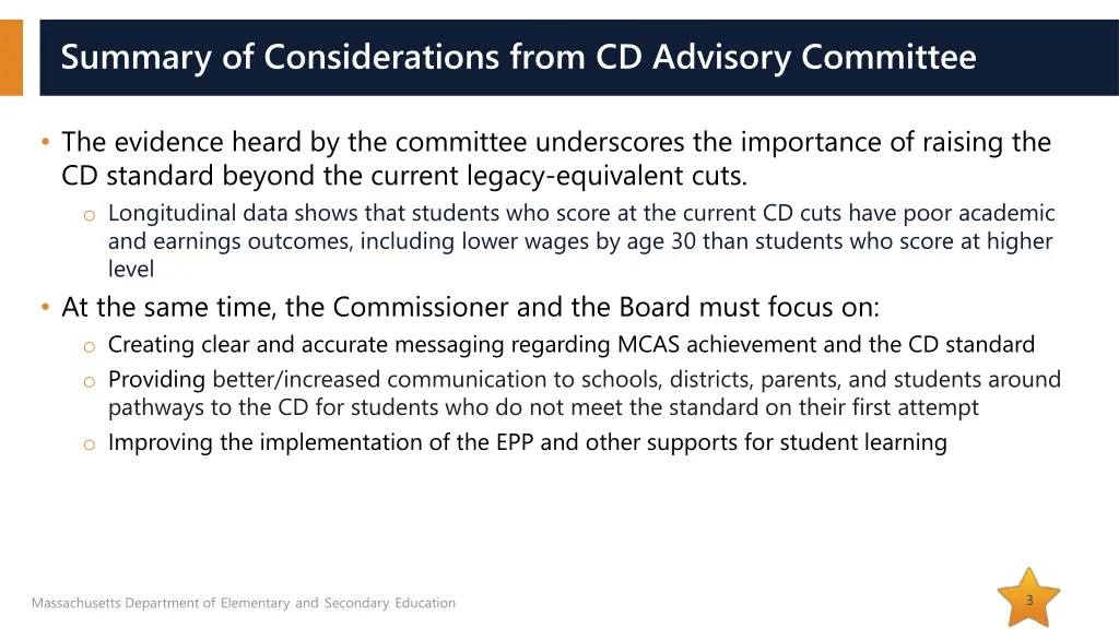 summary of considerations from cd advisory