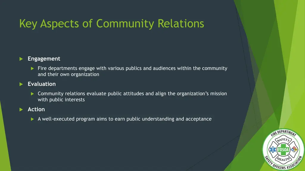 key aspects of community relations