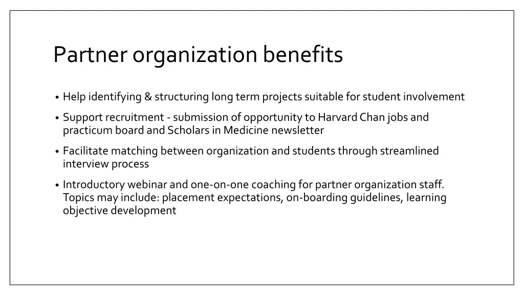 partner organization benefits