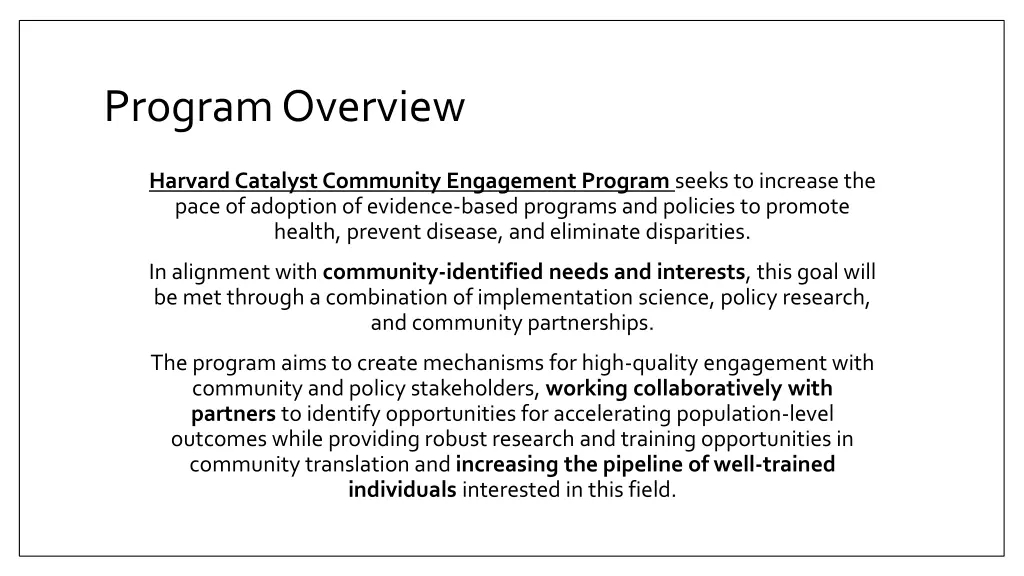 program overview