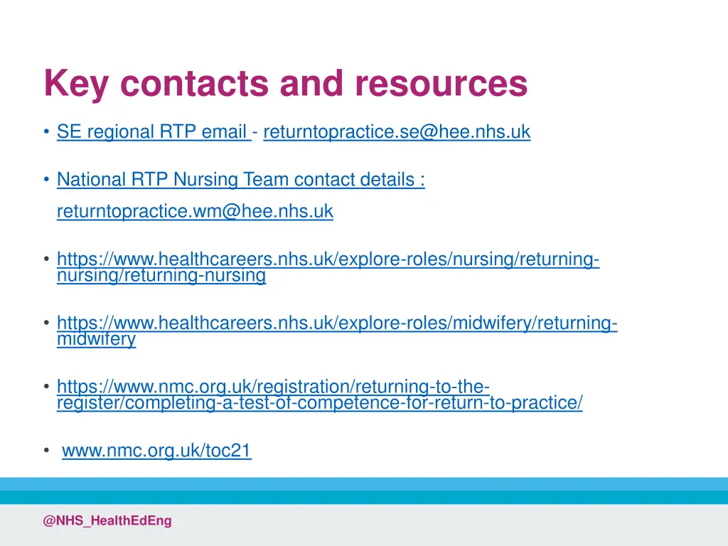 key contacts and resources